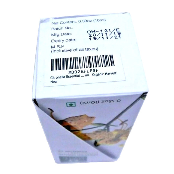 Organic Harvest Citronella Essential Oil Aromatherapy 100% Pure NEW 0.33oz NIB - Picture 5 of 6